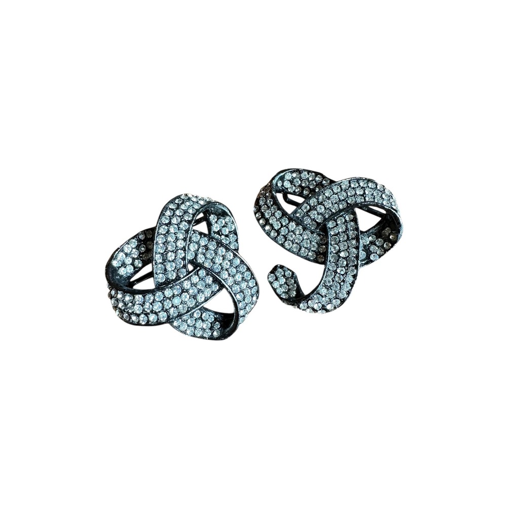 Vintage Rhinestone‎ Knot Belt Buckles Pair 2" x 2" Bertani Estate